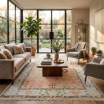 Oushak Floral Handknotted Wool Rug – Peach & Pastel