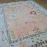 Oushak Floral Handknotted Wool Rug – Peach & Pastel - Image 5