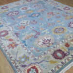 Celeste Bloom Handknotted Wool Rug – Sky Blue & Ivory - Image 3