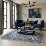 Mamluk Geometric Handknotted Wool Rug -Grey & Ivory