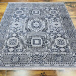 Mamluk Geometric Handknotted Wool Rug -Grey & Ivory - Image 2