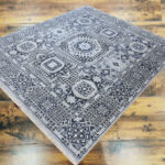Mamluk Geometric Handknotted Wool Rug -Grey & Ivory - Image 3