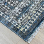 Vintage Blue Medallion Wool Area Rug - Image 4
