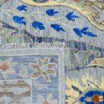 Oushak Floral Handknotted Wool Rug – Sky Blue & Multicolor - Image 4