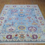 Celeste Bloom Handknotted Wool Rug – Sky Blue & Ivory - Image 2