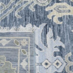 Oushak Handknotted Wool Rug – Blue & Ivory Floral - Image 6
