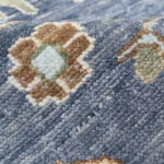 Hand Knotted Wool Oushak Rug, Denim Blue Turkish Area Carpet - Image 5