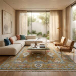 Antique Sand Oushak Handknotted Rug