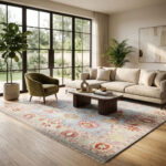 Sky Blue Garden Oushak Rug – Hand Knotted Wool