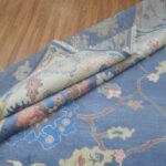 Midnight Blue Floral Oushak Rug – Hand Knotted Wool - Image 5