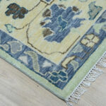 Hand Knotted Oushak Wool Rug, Pastel Green Turkish Style Area Carpet - Image 3