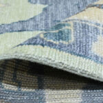 Hand Knotted Oushak Wool Rug, Pastel Green Turkish Style Area Carpet - Image 4