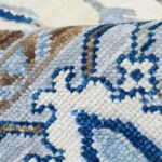 Oushak Floral Handknotted Wool Rug – Ivory & Blue - Image 4