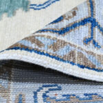 Oushak Floral Handknotted Wool Rug – Ivory & Blue - Image 5