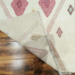 Ivory Diamond Motif Tribal Rug – Hand Knotted Wool - Image 4