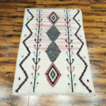 Ivory Tribal Diamond Rug – Hand Knotted Wool - Image 2