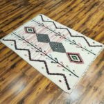 Ivory Tribal Diamond Rug – Hand Knotted Wool - Image 3