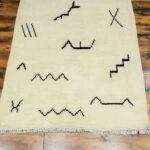 Ivory Minimalist Abstract Lines Rug – Hand Knotted Wool - Image 3