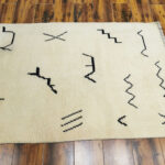 Ivory Minimalist Abstract Lines Rug – Hand Knotted Wool - Image 5