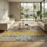Hand Knotted Wool Silk Multicolor Designer Rug