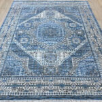 Vintage Blue Medallion Wool Area Rug - Image 2