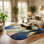 Hand Tufted New Zealand Wool Rug – Modern Blue Designer Carpet